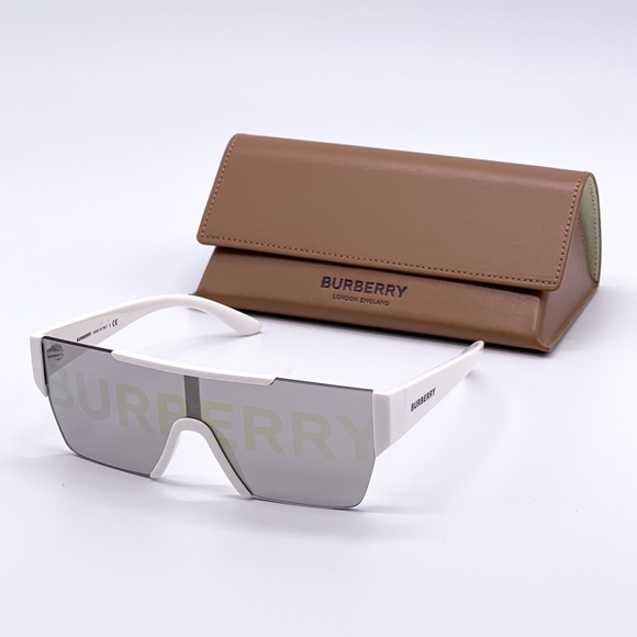 NEW BURBERRY BE4291 3007/H WHITE UNISEX SHIELD SUNGLASSES BURBERRY BE 4291 - Picture 3 of 14